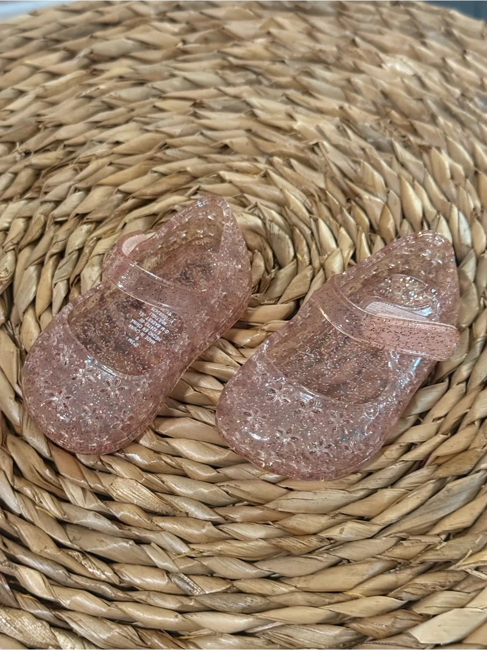 Old Navy Rose Gold Glitter Jelly Mary Jane Sandals for Kids